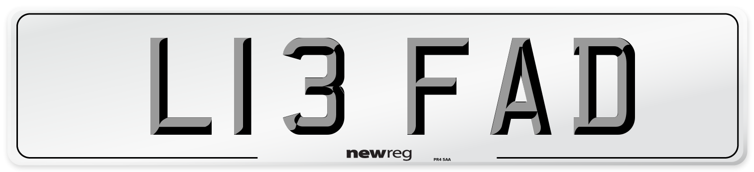 L13 FAD Number Plate from New Reg